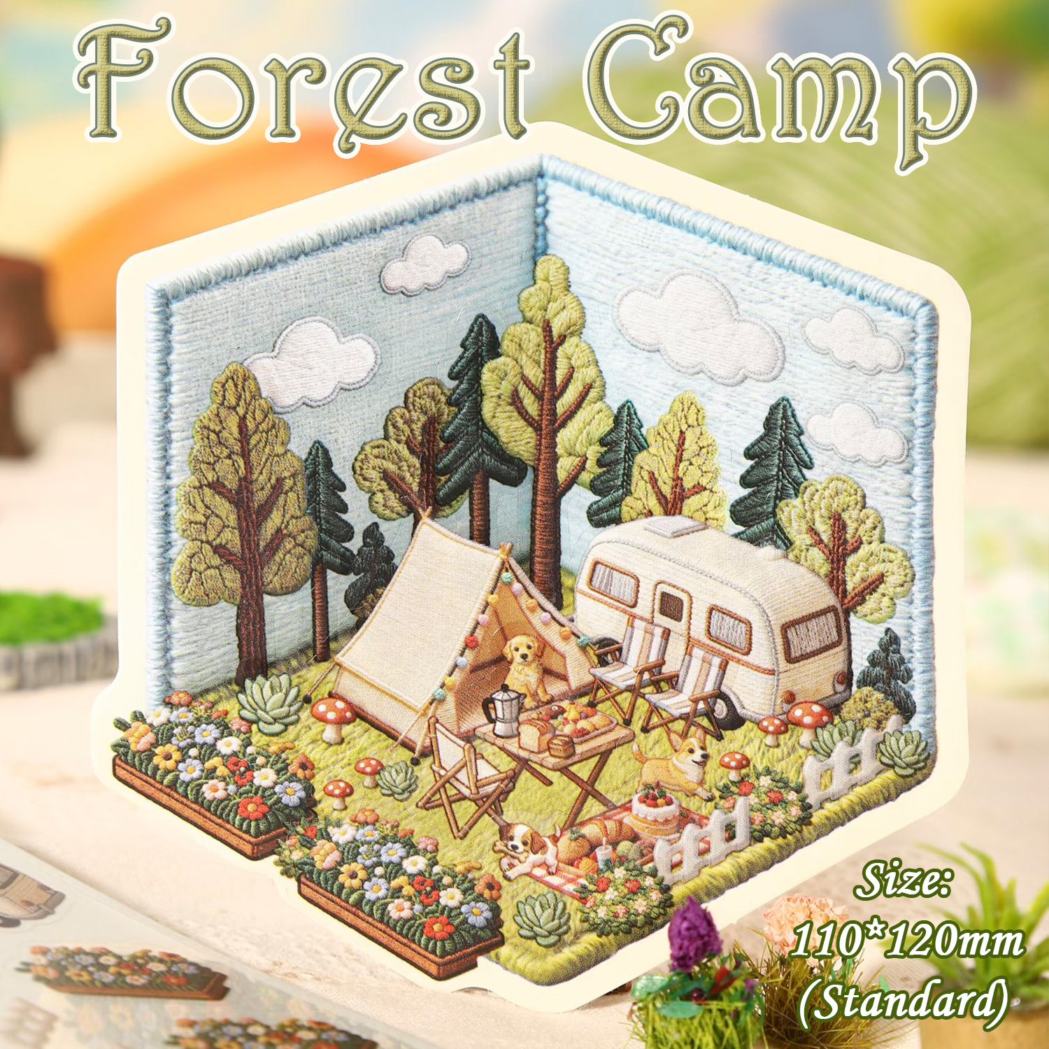 Fuzz Stitch DIY 3D Scene Stickers - 4 Cute Miniature Scenes