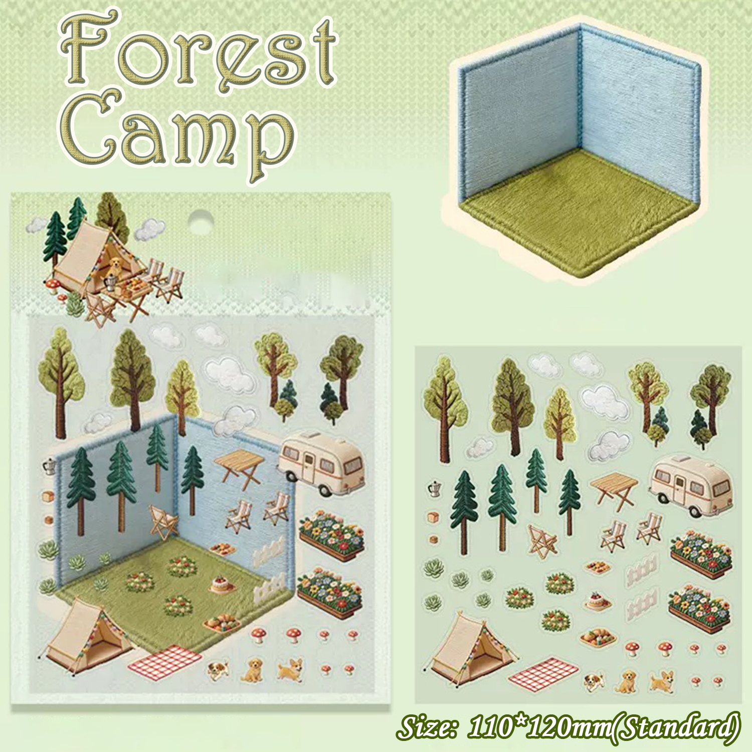 Fuzz Stitch DIY 3D Scene Stickers - 4 Cute Miniature Scenes