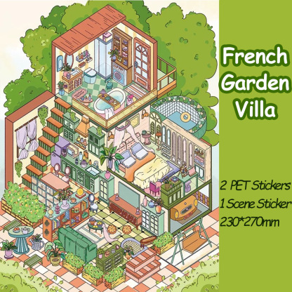 French garden villa DIY 3D Scene Stickers - Miniature Scene