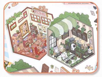 Furry Friends’ Town DIY 3D Scene Stickers Lovely Miniature Scenes