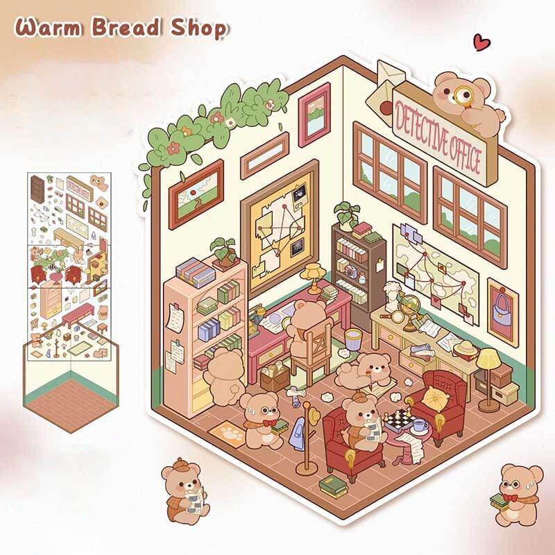 Furry Friends’ Town DIY 3D Scene Stickers Lovely Miniature Scenes