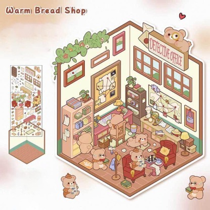 Furry Friends’ Town DIY 3D Scene Stickers Lovely Miniature Scenes