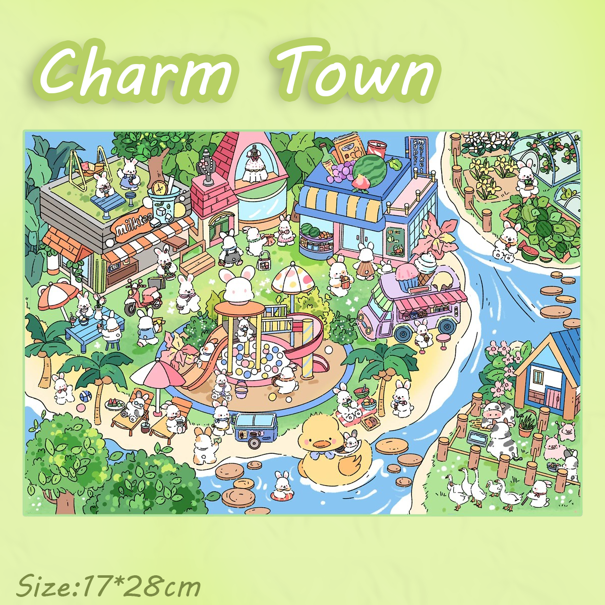 Cozy Bunny Town DIY 3D Scene Stickers - 4 Miniature Scenes