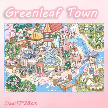 Cozy Bunny Town DIY 3D Scene Stickers - 4 Miniature Scenes