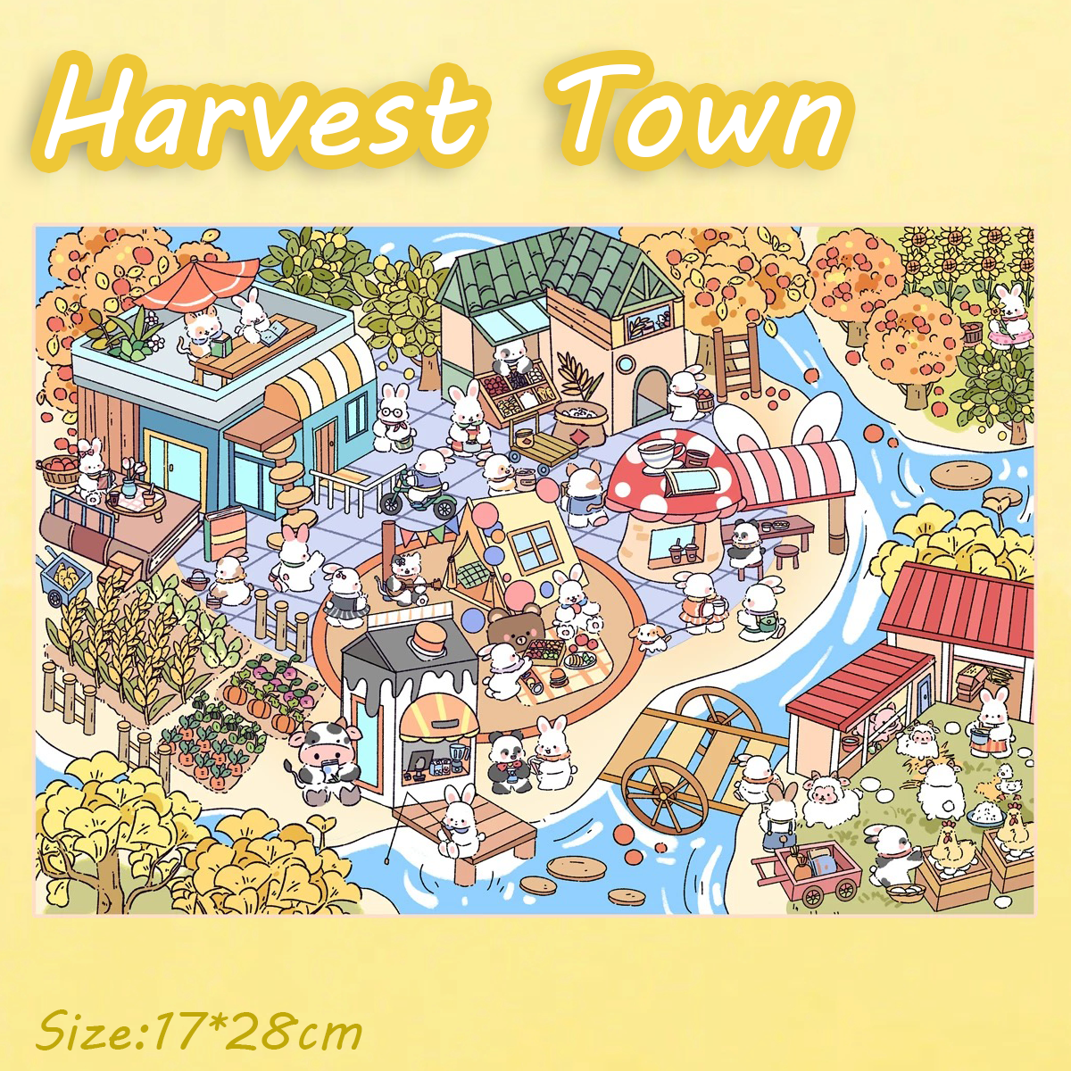 Cozy Bunny Town DIY 3D Scene Stickers - 4 Miniature Scenes