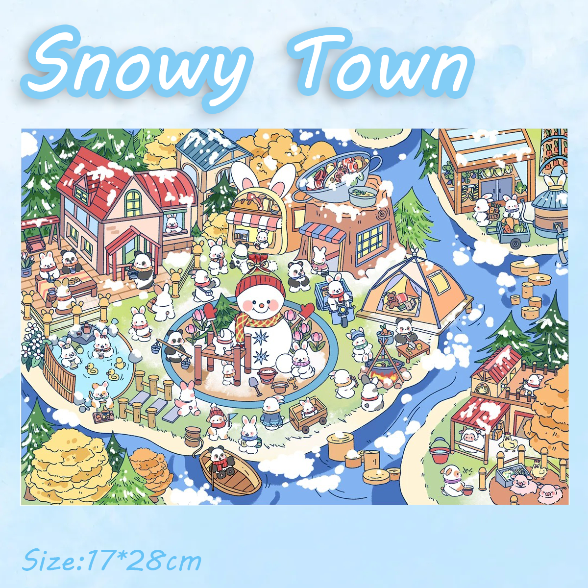 Cozy Bunny Town DIY 3D Scene Stickers - 4 Miniature Scenes