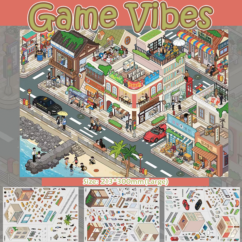 Villa Town DIY 3D Scene Stickers - 2 Cute Miniature Scenes