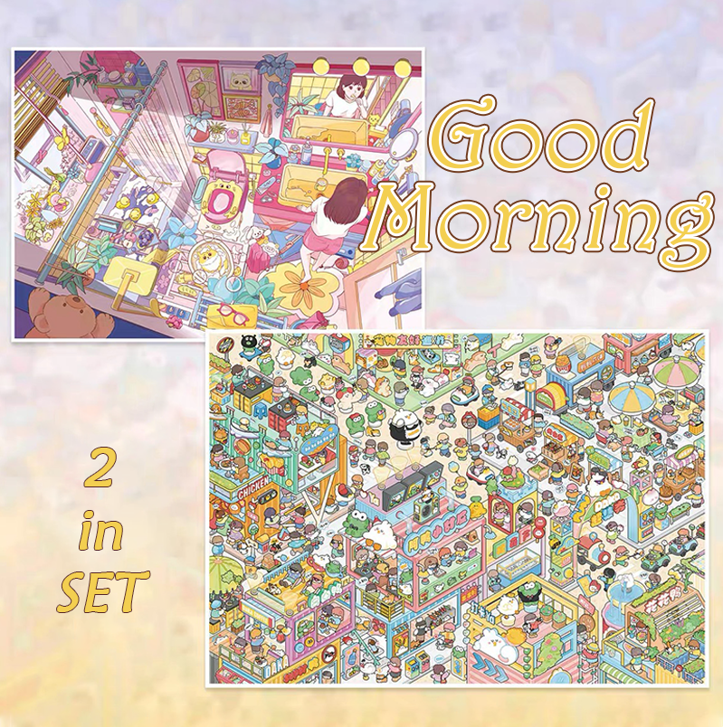 Good Morning DIY 3D Scene Stickers Collection - 2 Cute Miniature Scenes