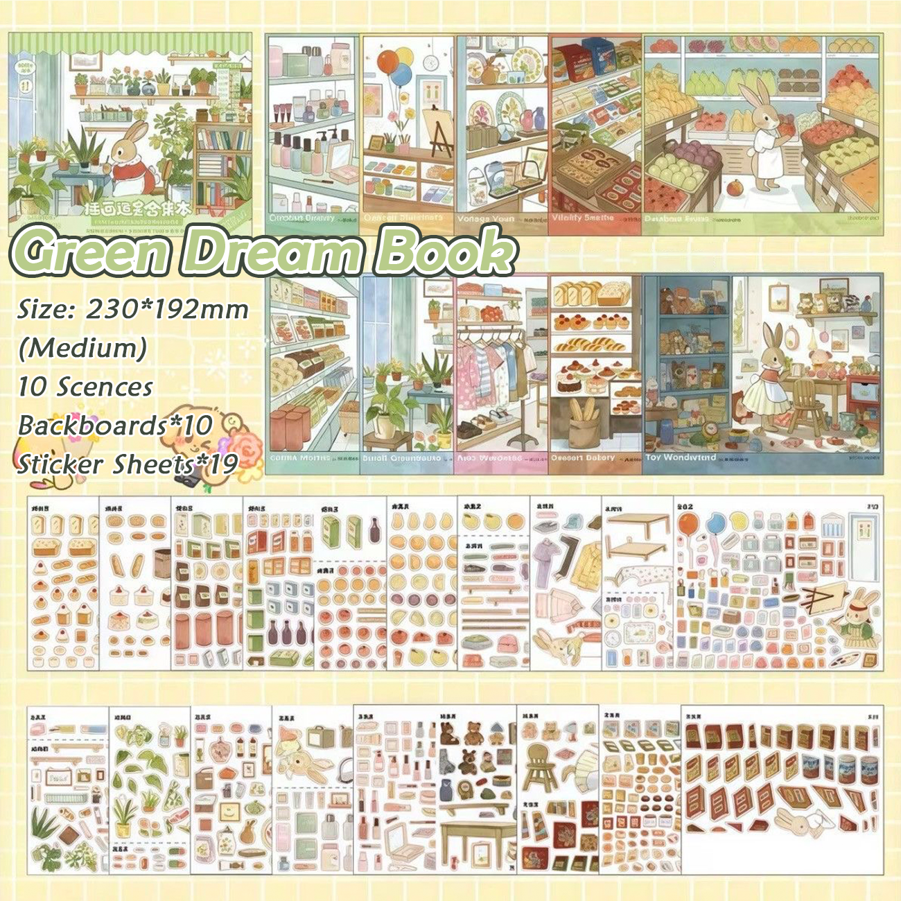 Bunny Tales Books DIY 3D Scene Stickers Collection - 2 Cute Miniature Scenes (With Guidelines)