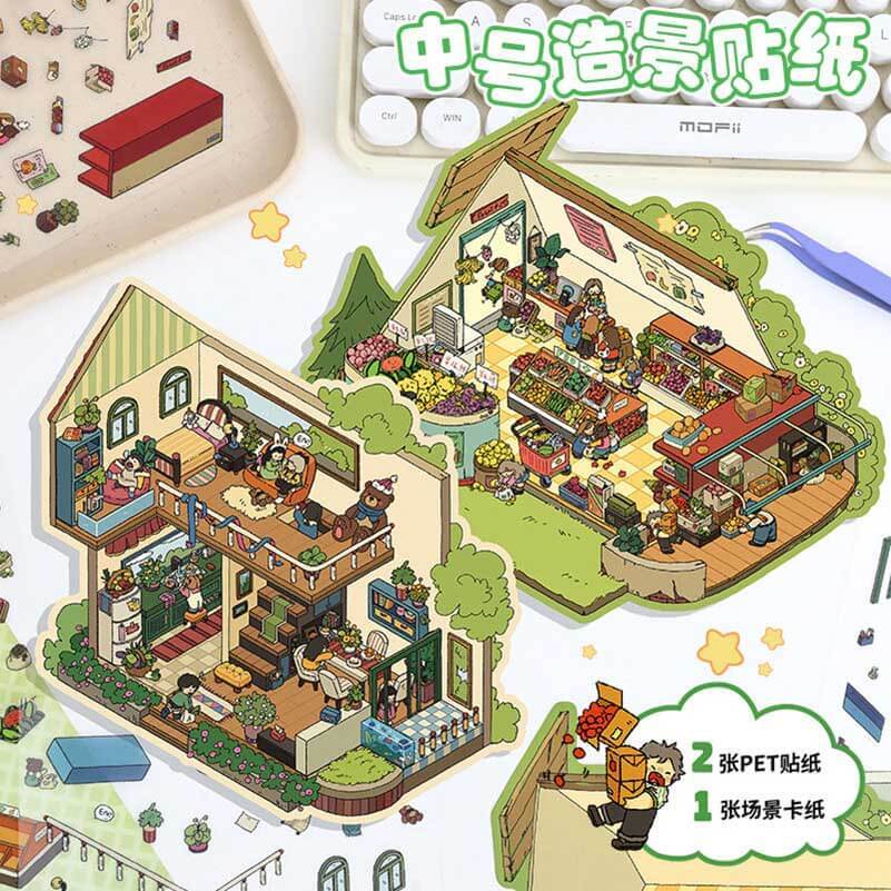 Happy Farm DIY 3D Scene Stickers 4 Cute Miniature Scenes