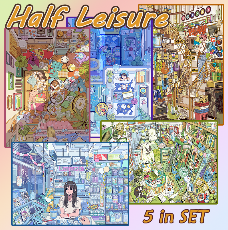 Half Leisure DIY 3D Scene Stickers Collection - 5 Cute Miniature Scenes