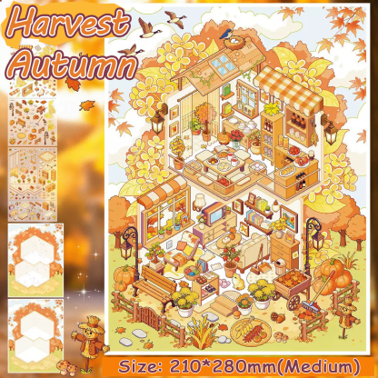 Seasonal Cottages DIY 3D Scene Stickers Collection - 4 Cute Miniature Scenes