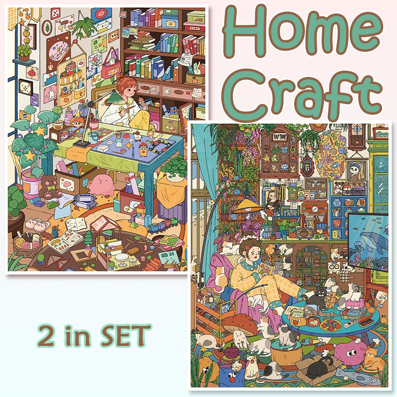 Home Craft DIY 3D Scene Stickers Collection - 2 Cute Miniature Scenes