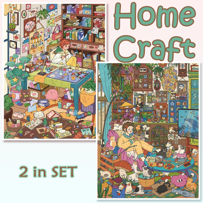 Home Craft DIY 3D Scene Stickers Collection - 2 Cute Miniature Scenes