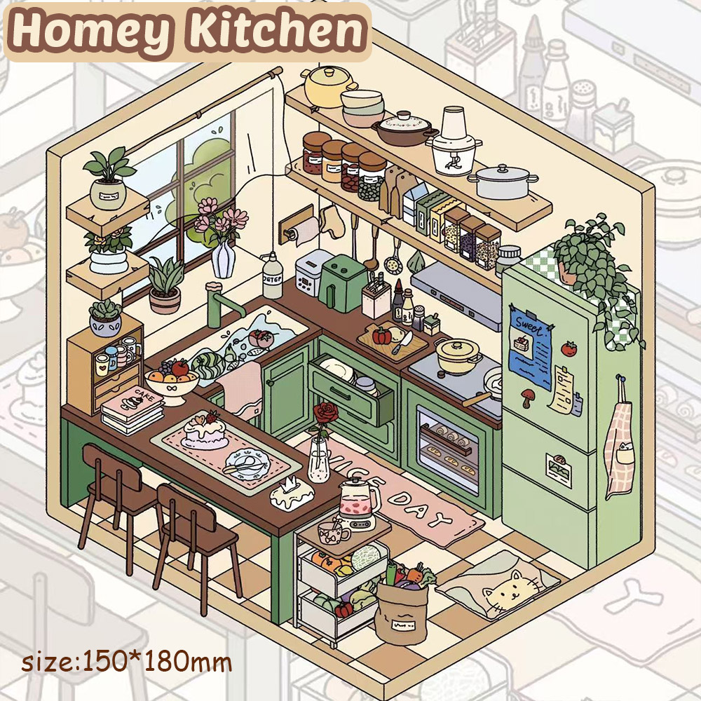 Wooden Life DIY 3D Scene Stickers - 2 Miniature Scenes