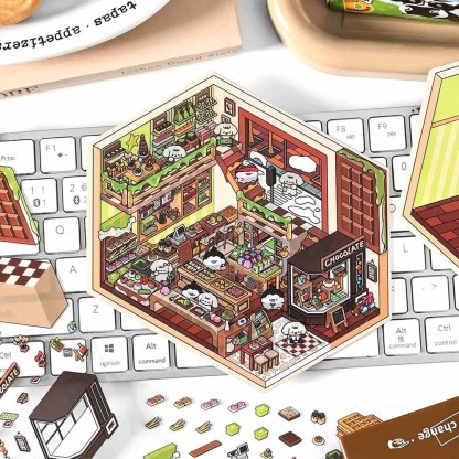 Chocolate Workshop DIY 3D Scene Stickers 4 Cute Miniature Scenes
