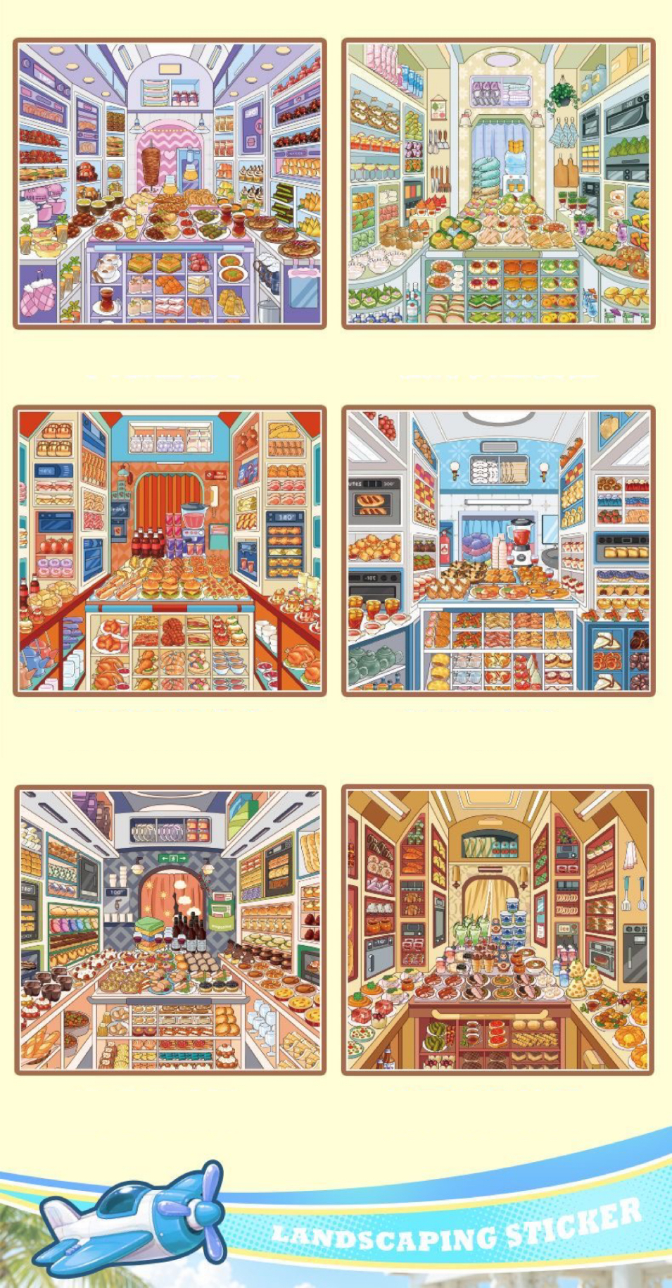 Airline Food Book  DIY 3D Scene Stickers - Cute Miniature Scene
