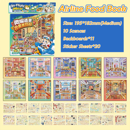 Airline Food Book  DIY 3D Scene Stickers - Cute Miniature Scene