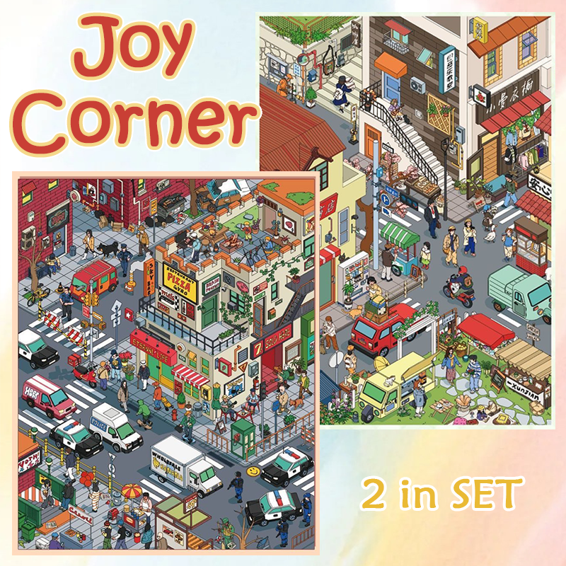 Joy Corner 3D Sticker Collection - 2 Cute Miniature Scenes (with guidelines)