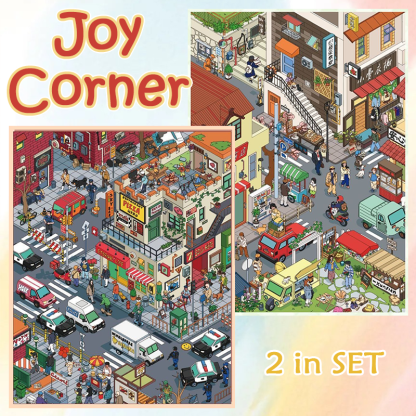 Joy Corner 3D Sticker Collection - 2 Cute Miniature Scenes (with guidelines)