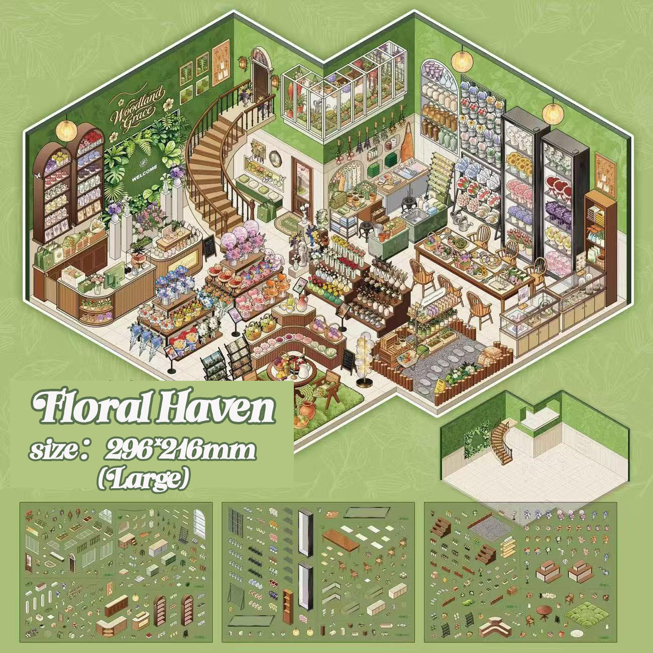 Big Market & Garden DIY 3D Scene Stickers Collection - 2 Cute Miniature Scenes