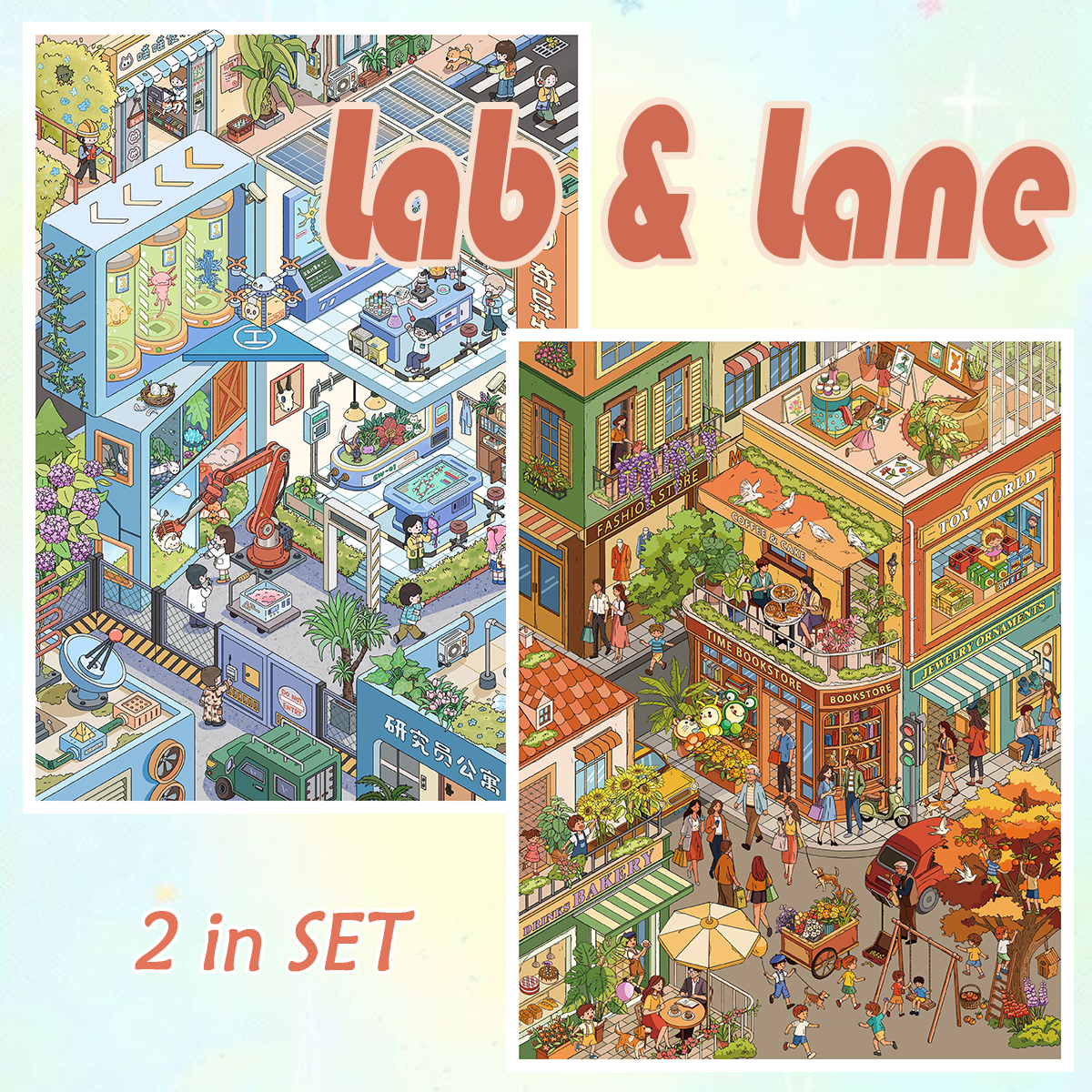 Lab & Lane DIY 3D Sticker Collection - 2 Cute Miniature Scenes