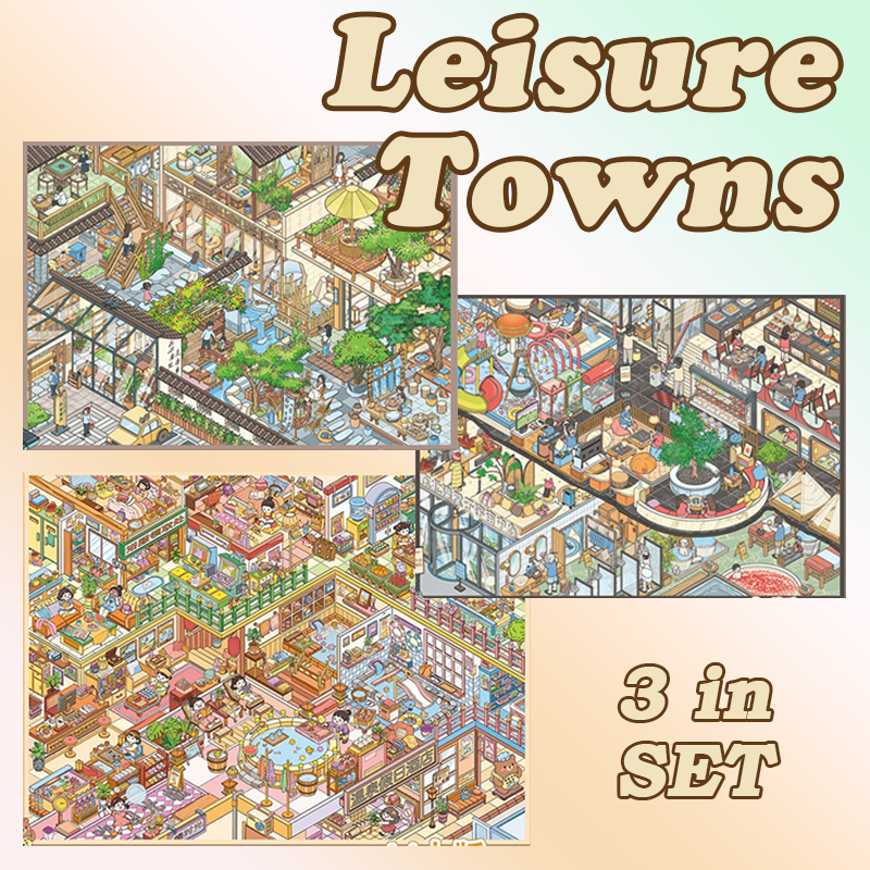 Leisure Towns DIY 3D Sticker Collection -3 Cute Miniature Scenes