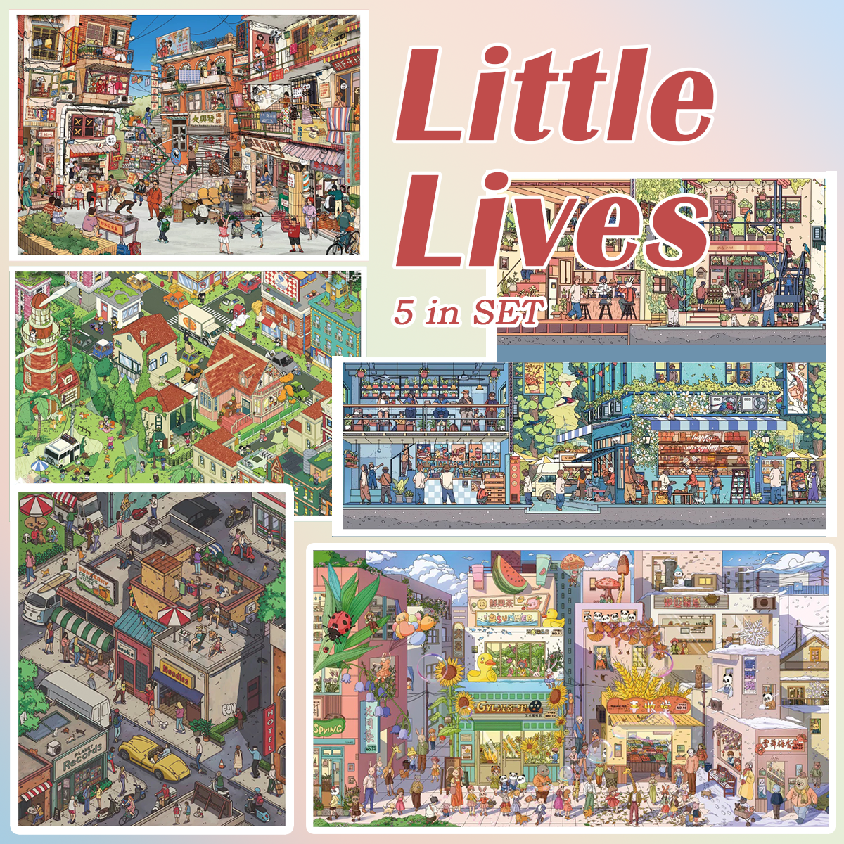 Little Lives DIY 3D Sticker Collection - 5 Cute Miniature Scenes