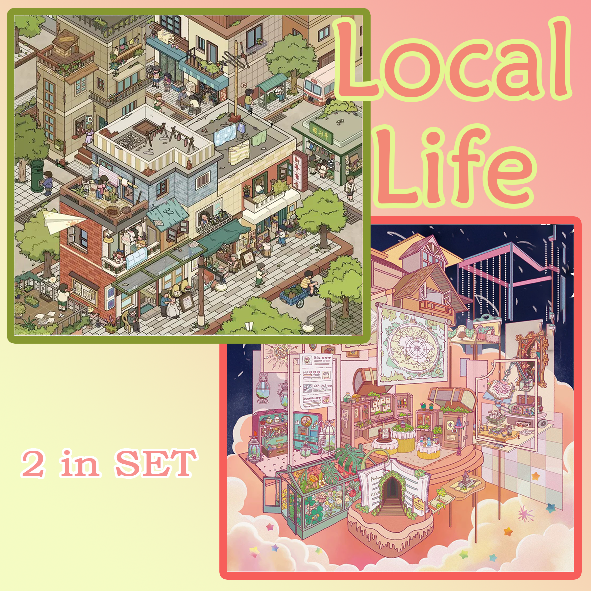 Local Life DIY 3D Scene Stickers - 2 Cute Miniature Scene