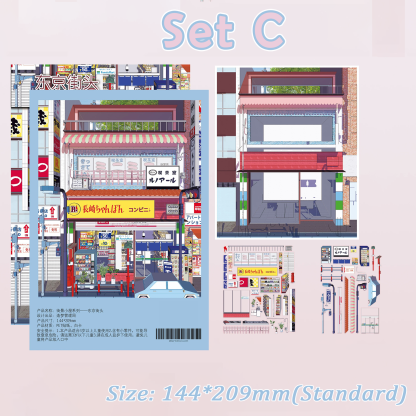 Machi Scene DIY 3D Scene Stickers - 4 Cute Miniature Scenes