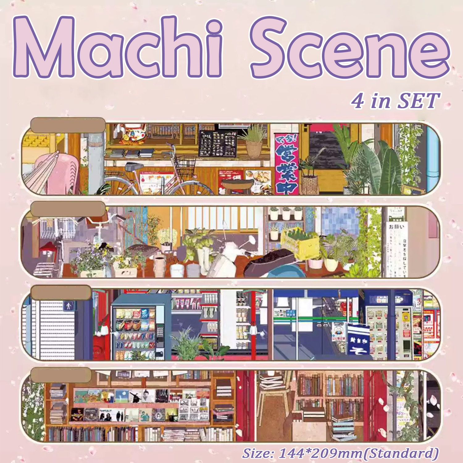 Machi Scene DIY 3D Scene Stickers - 4 Cute Miniature Scenes