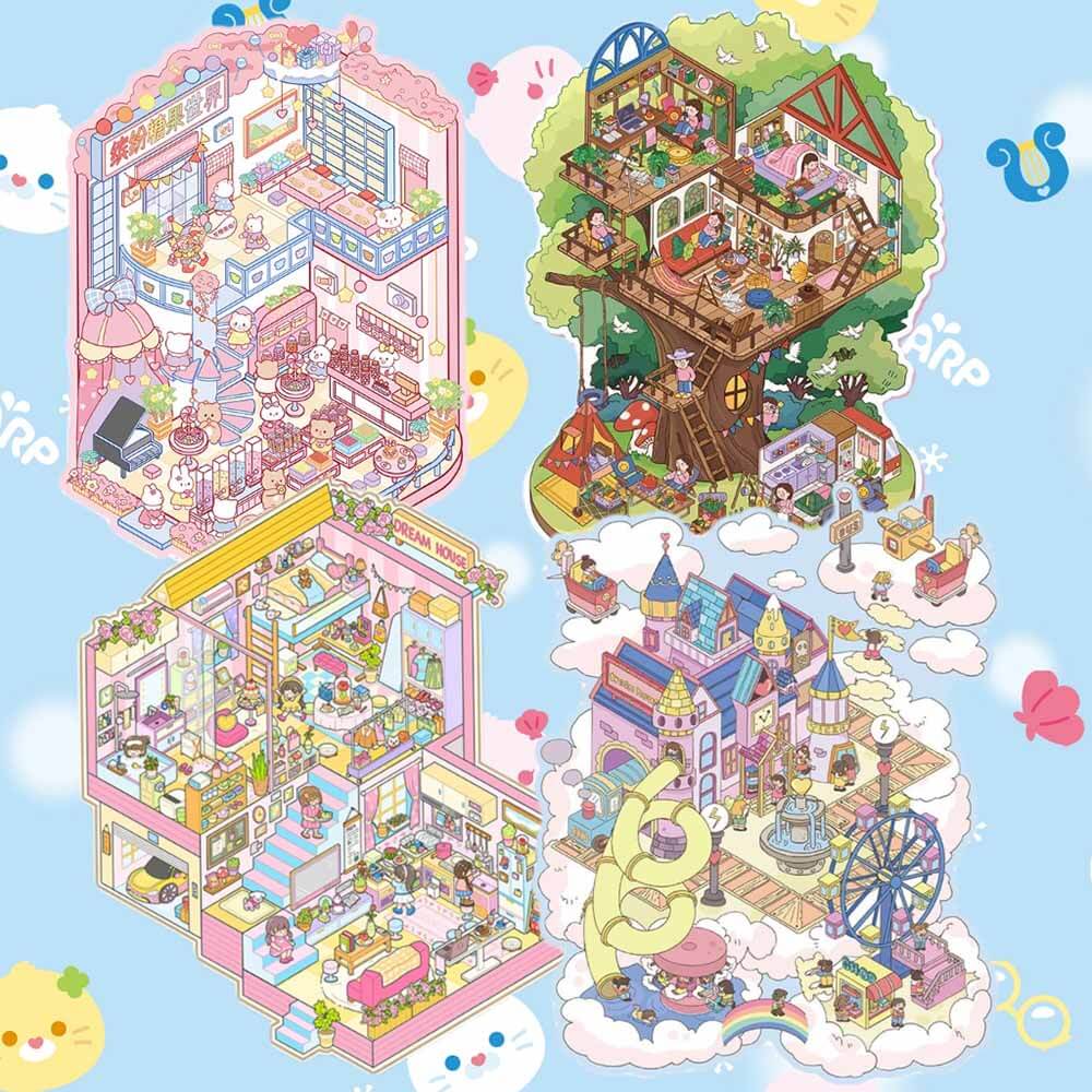 Magic Base DIY 3D Scene Stickers Lovely Miniature Scenes