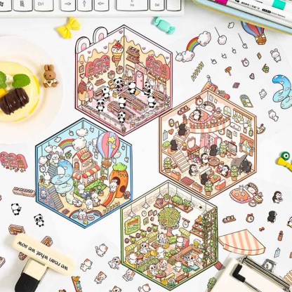 Dream Cottage Collection DIY 3D Scene Stickers - 4 Cute Miniature Scenes