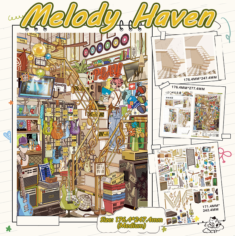 Half Leisure DIY 3D Scene Stickers Collection - 5 Cute Miniature Scenes