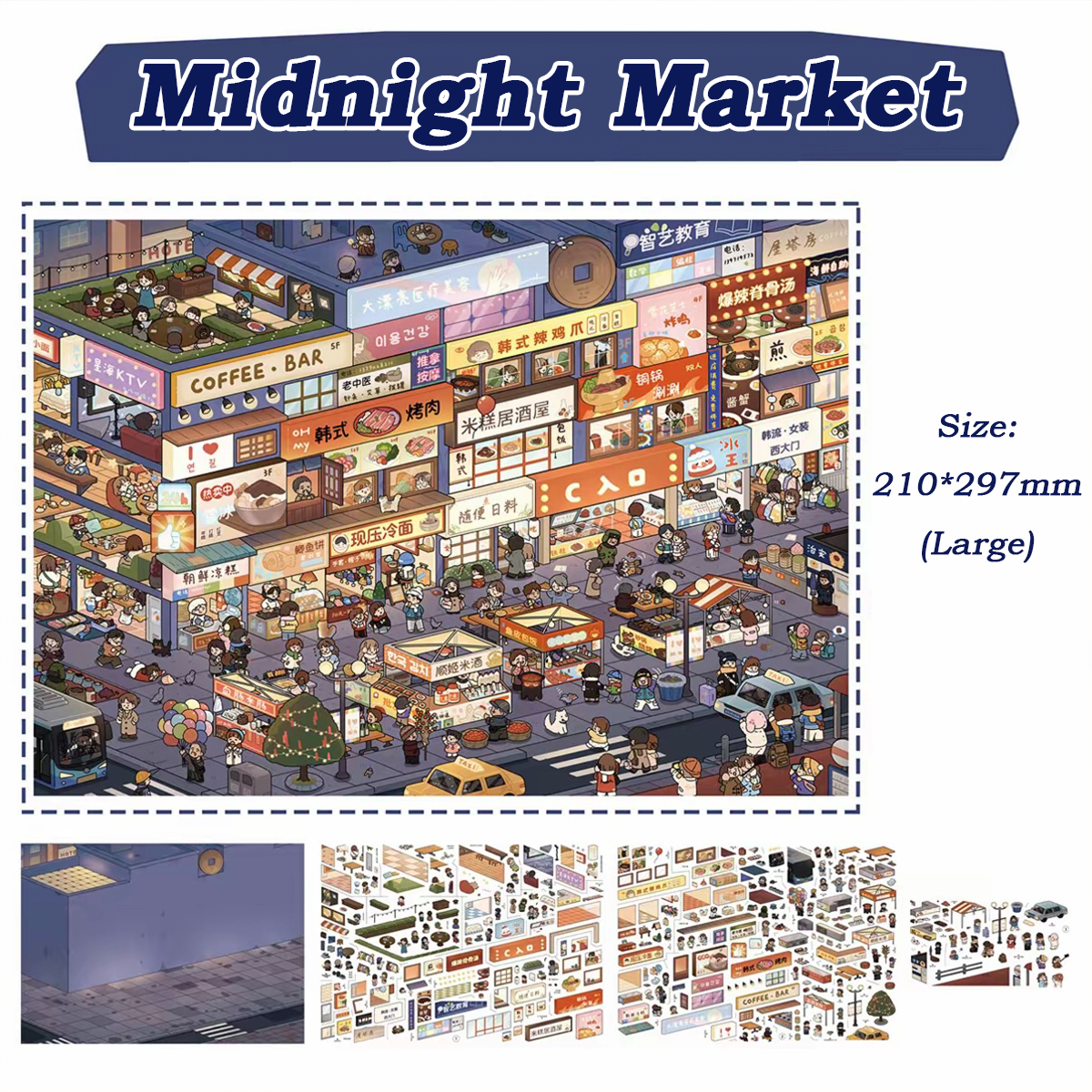 Midnight Market DIY 3D Sticker Collection -  Cute Miniature Scene