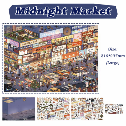 Midnight Market DIY 3D Sticker Collection -  Cute Miniature Scene