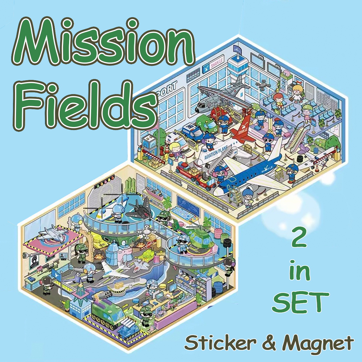 Mission Fields DIY 3D Scene Stickers Collection - 2 Cute Miniature Scenes