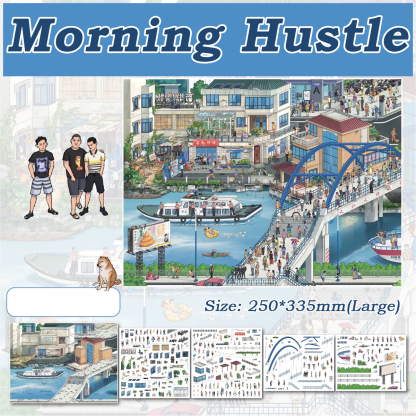 Morning Hustle DIY 3D Scene Stickers - Cute Miniature Scene