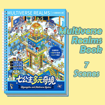 Multiverse Realms Book DIY 3D Scene Stickers - 7 Cute Miniature Scene (With Guidelines)