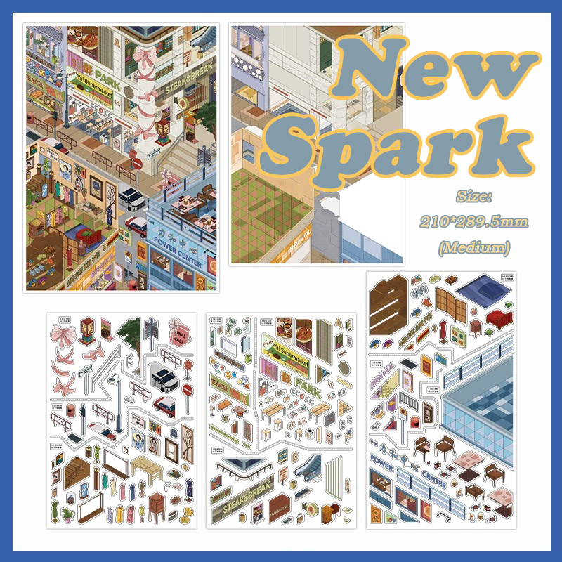 Hong Kong City DIY 3D Sticker Collection - 2 Cute Miniature Scenes