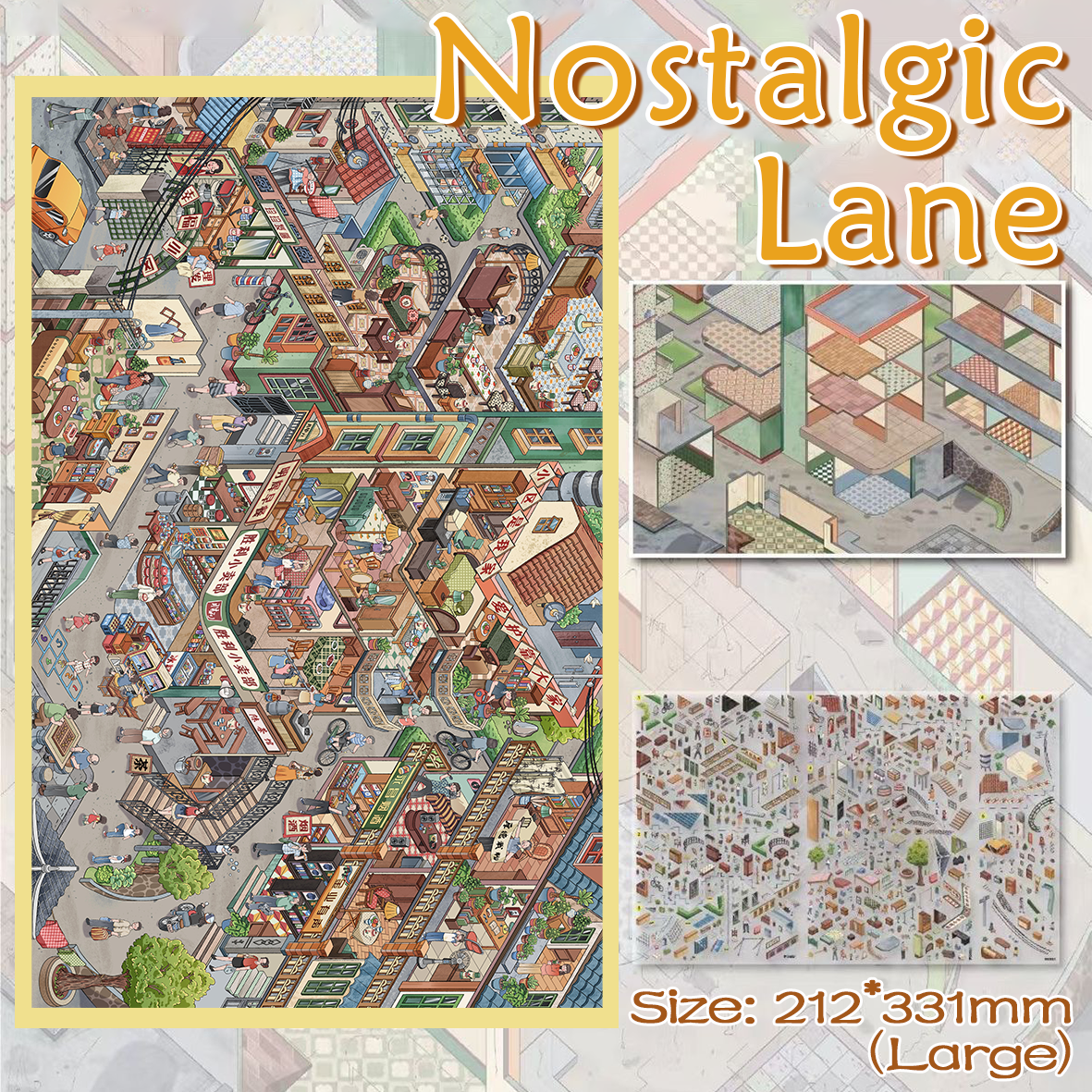 Town Mosaic DIY 3D Scene Stickers Collection - 4 Cute Miniature Scenes