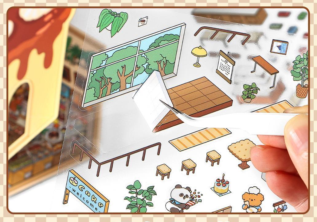 Fun Dessert House  DIY 3D Scene Stickers - 3 Cute Miniature Scenes