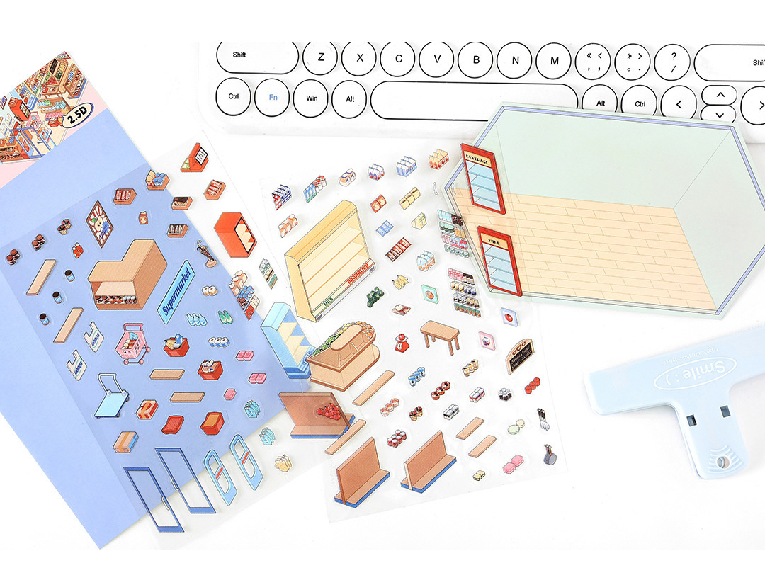 Corner Series: Sweet, Sip, Stay & Shop DIY 3D Scene Stickers 4 Lovely Miniature Scenes