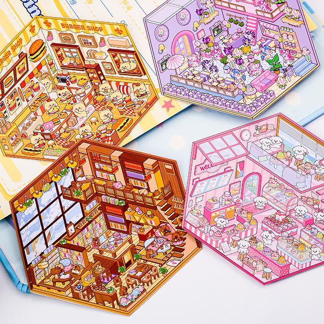 Cozy Critter Shops DIY 3D Sticker Collection 4 Cute Miniature Scenes