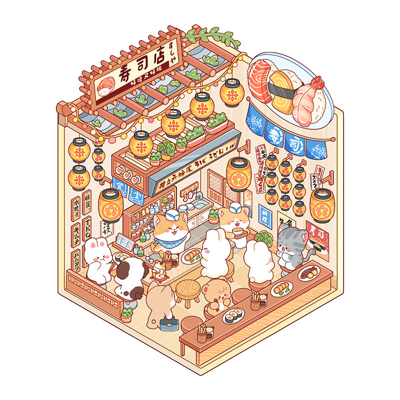 Critter Shop DIY 3D Scene Stickers 4 Cute Miniature Scenes