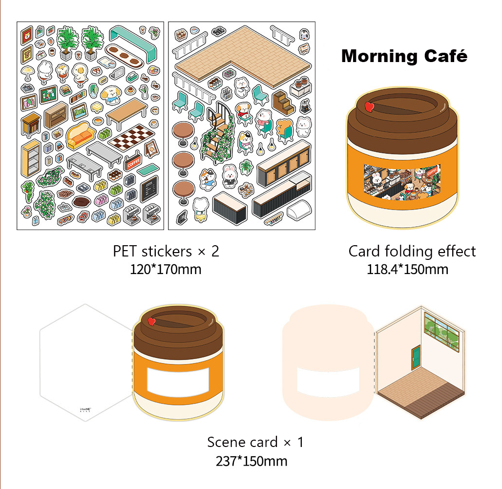 Fun Dessert House  DIY 3D Scene Stickers - 3 Cute Miniature Scenes