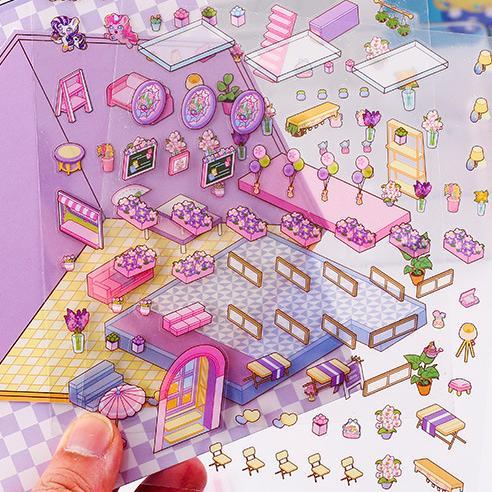 Cozy Critter Shops DIY 3D Sticker Collection 4 Cute Miniature Scenes