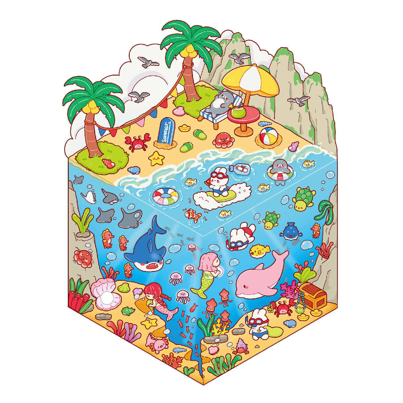 Animal Party DIY 3D Sticker Collection - 4 Cute Miniature Scenes