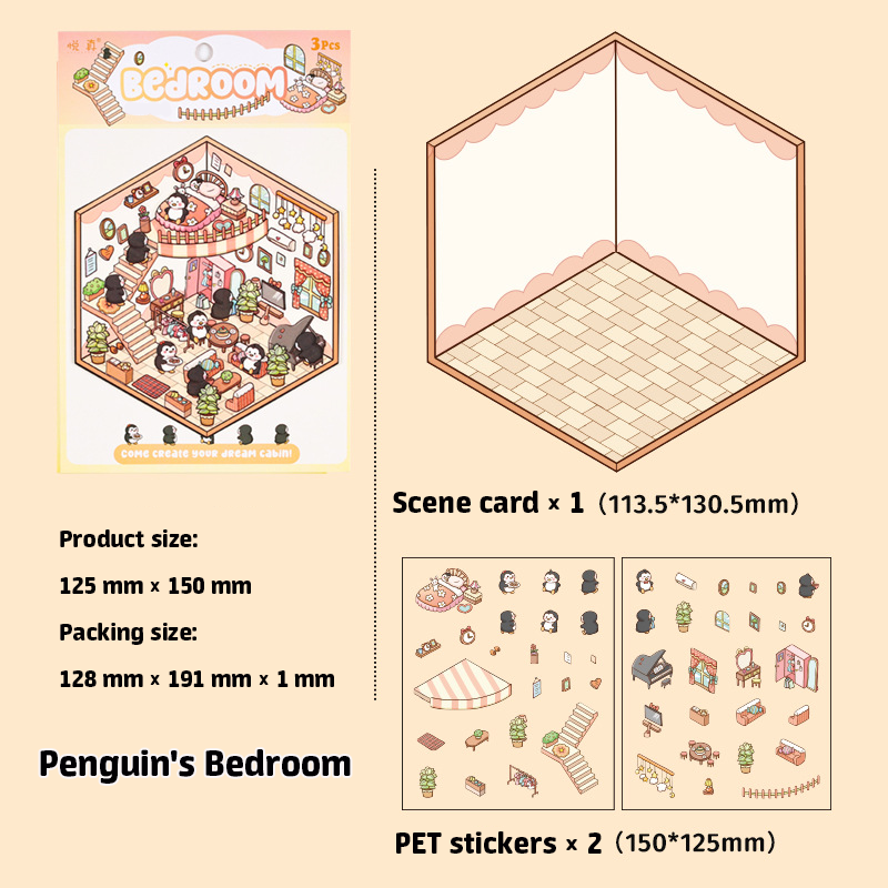 Dream Cottage Collection DIY 3D Scene Stickers - 4 Cute Miniature Scenes