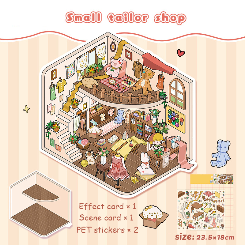 Clothing Store DIY 3D Sticker Collection 2 Cute Miniature Scenes